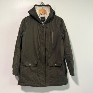 Forever 21 Olive Green Faux Shearling Lined Parka - Size M